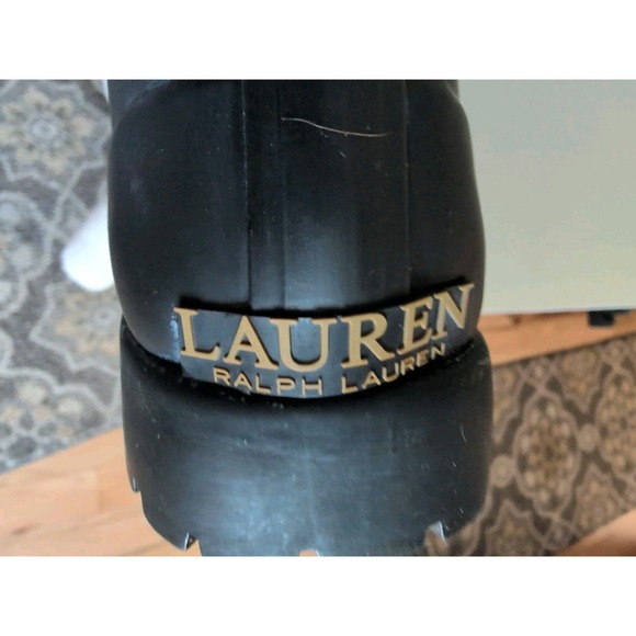 Lauren Ralph Lauren Bethania Rain Welly Rubber Boots Black White Plaid 10 - Picture 5 of 7